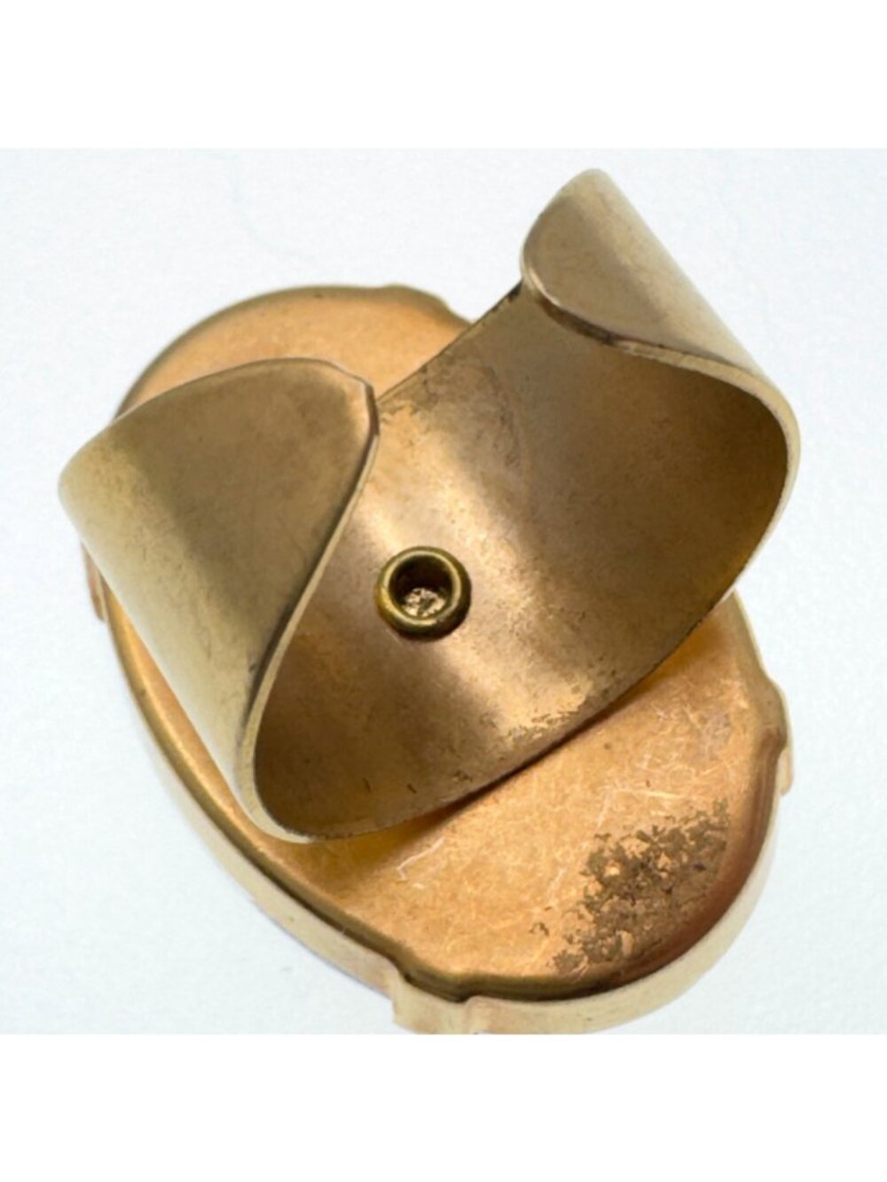 Gold-Tone Om Symbol Crystal Statement Ring Size 7-8 Adjustable 14.48g - Picture 7 of 9